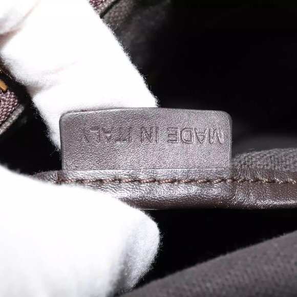 BURBERRY Hand Bag Leather 2way Dark Brown Gold Auth 114741 - Picture 13 of 16